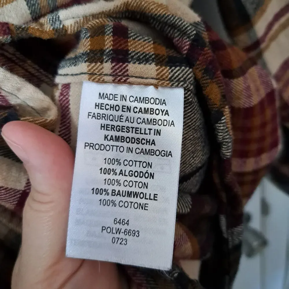 Legendary Whitetails Brown Plaid Long Sleeve Button Down Men's Larege - Picture 5 of 6